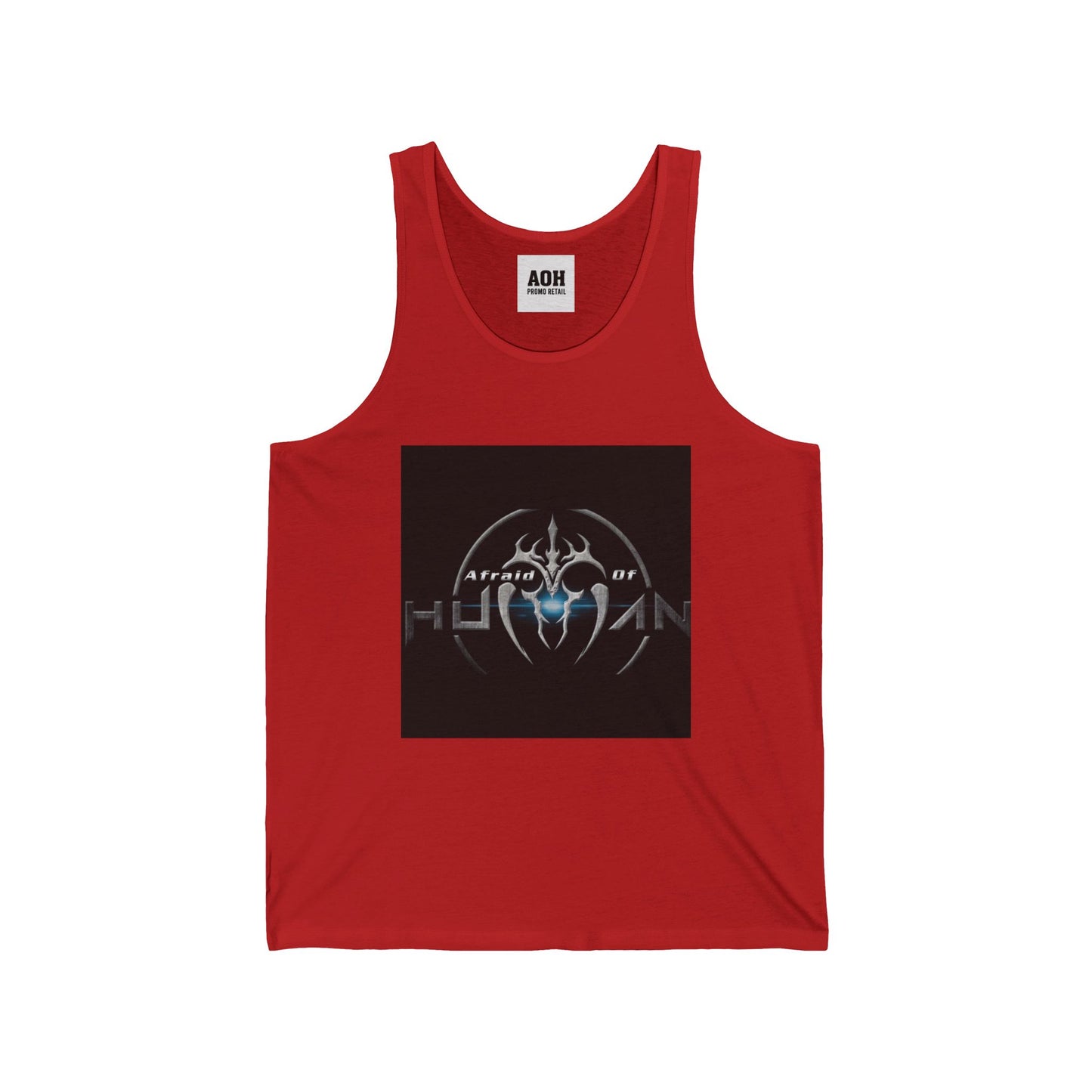 Afraid of Human Unisex Jersey Tank with Unique Graphic Design, Cool Summer Apparel, Music Concert Shirt, Gift for Him, Casual Wear, Festival Outfit