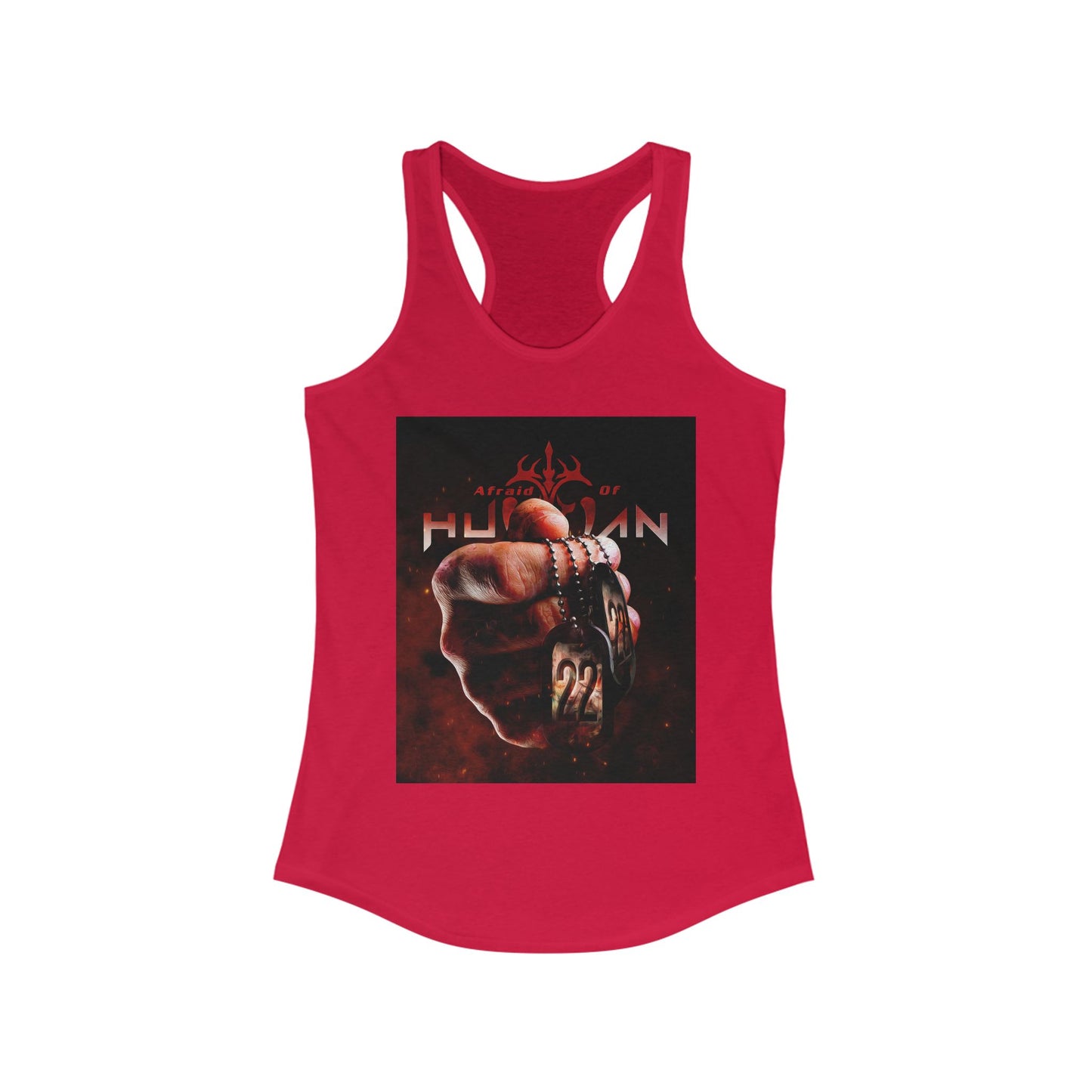 '22' Afraid of Human Racerback Tank Top, Casual Workout Tee, Graphic Fitness Shirt, Unique Gift for Her, Trendy Summer