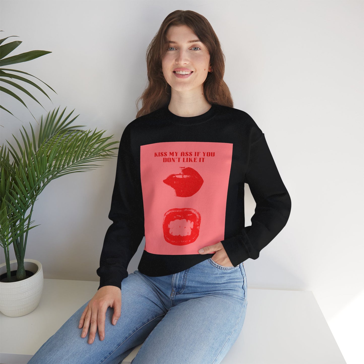 Bella Badass No. 999 Sassy Graphic Sweatshirt - Kiss My Ass If You Don't Like It, Unisex Crewneck, Funny Sweatshirt, Gift for Friends, Casual Wear