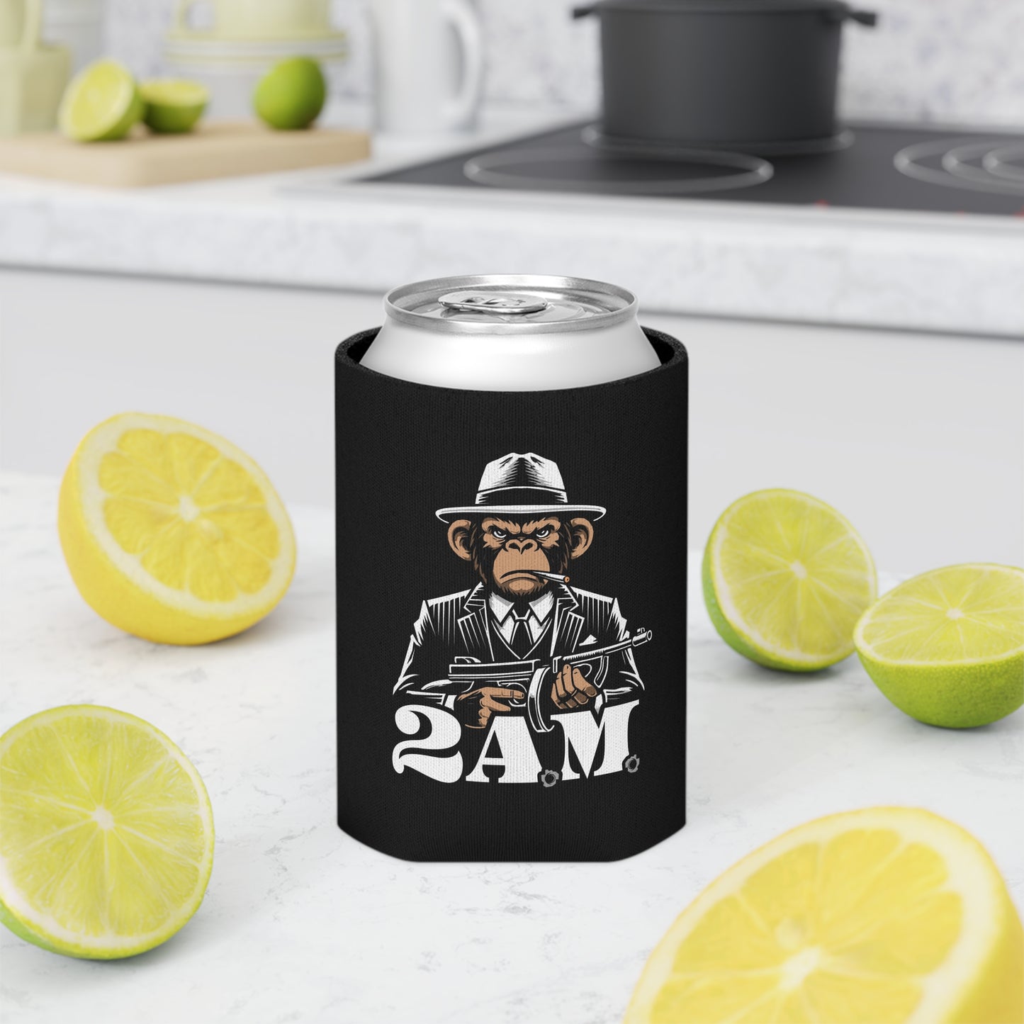 2 A.M. Gangster Monkey Can Cooler, Funny Drink Holder, Party Accessory, BBQ Cooler, Unique Gift Idea, Koozie for Celebrations