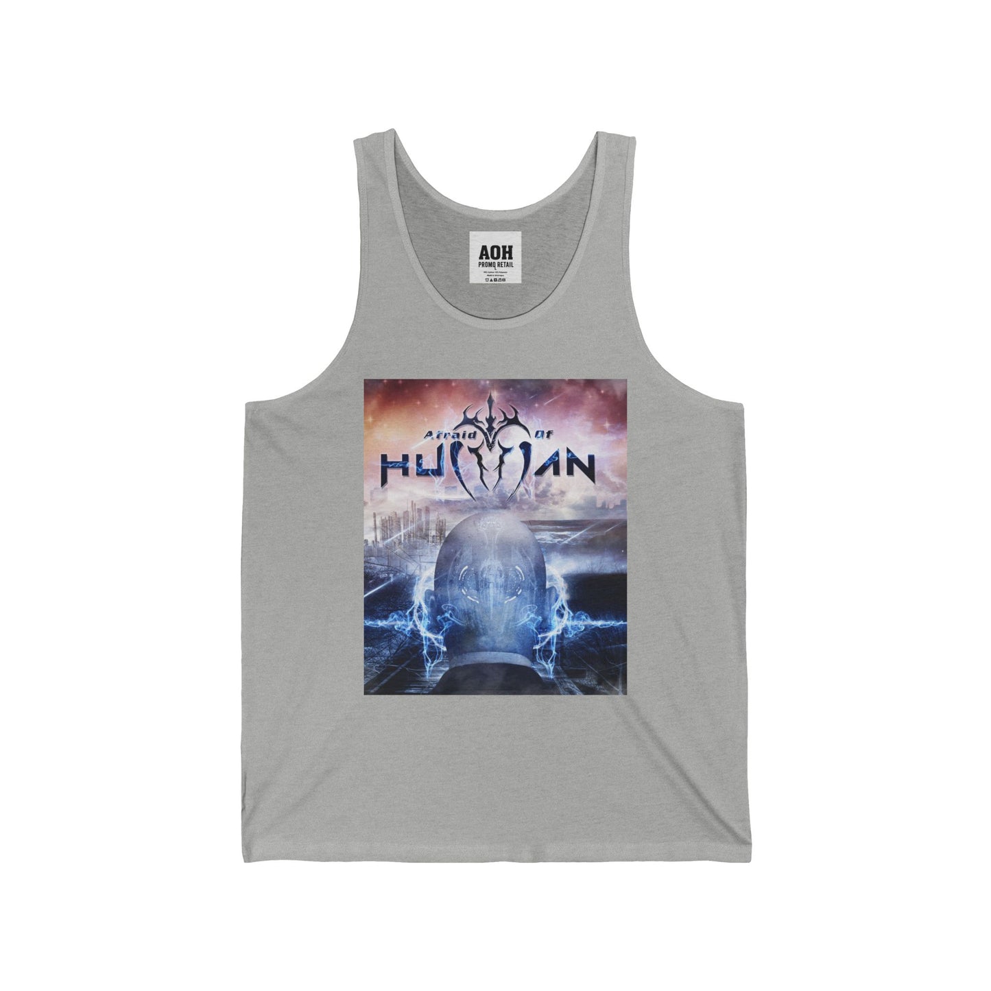 Afraid of Human Cosmic Human Unisex Jersey Tank - Graphic Tee, Summer Wear, Festival Outfit, Graphic Tank Top, Unique Gift