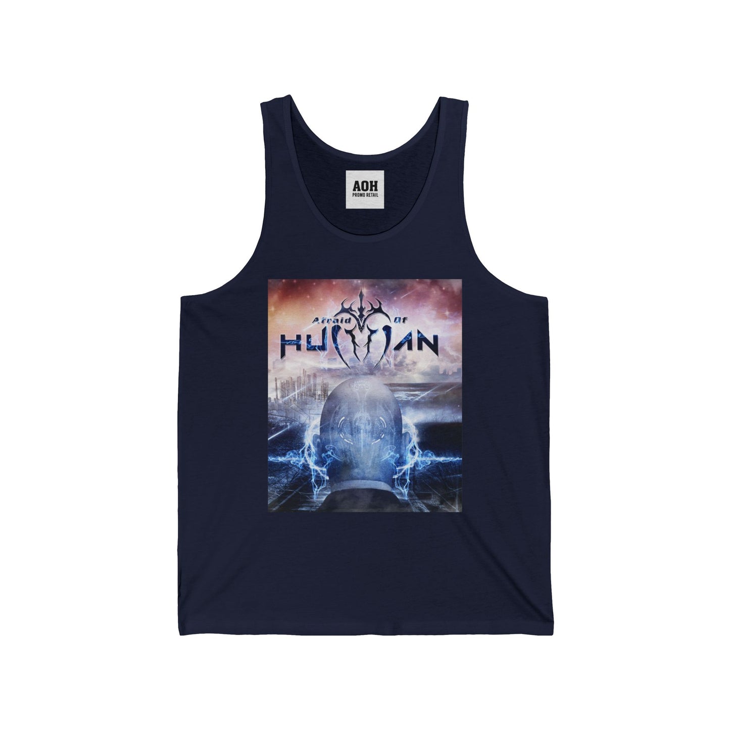 Afraid of Human Cosmic Human Unisex Jersey Tank - Graphic Tee, Summer Wear, Festival Outfit, Graphic Tank Top, Unique Gift