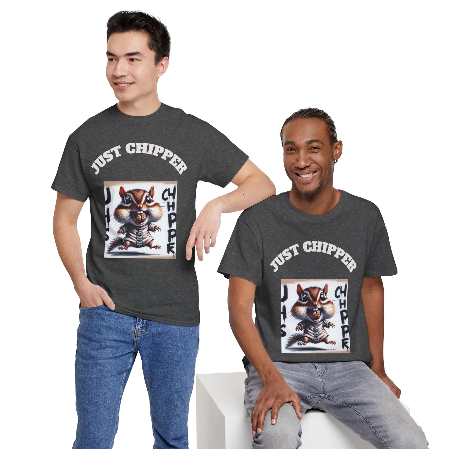 Straight Jacket Chipmunk 'Just Chipper' Funny Graphic Tee, Playful Unisex T-Shirt, Gift for Gamers, Humor Shirt, Casual Wear, Comedy Apparel