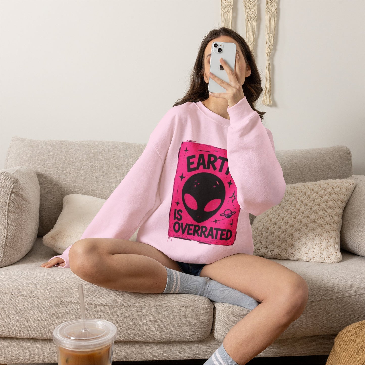 Earth is Overrated- -Alien 👽Collective Bella Badass- Unisex Heavy Blend™ Crewneck Sweatshirt
