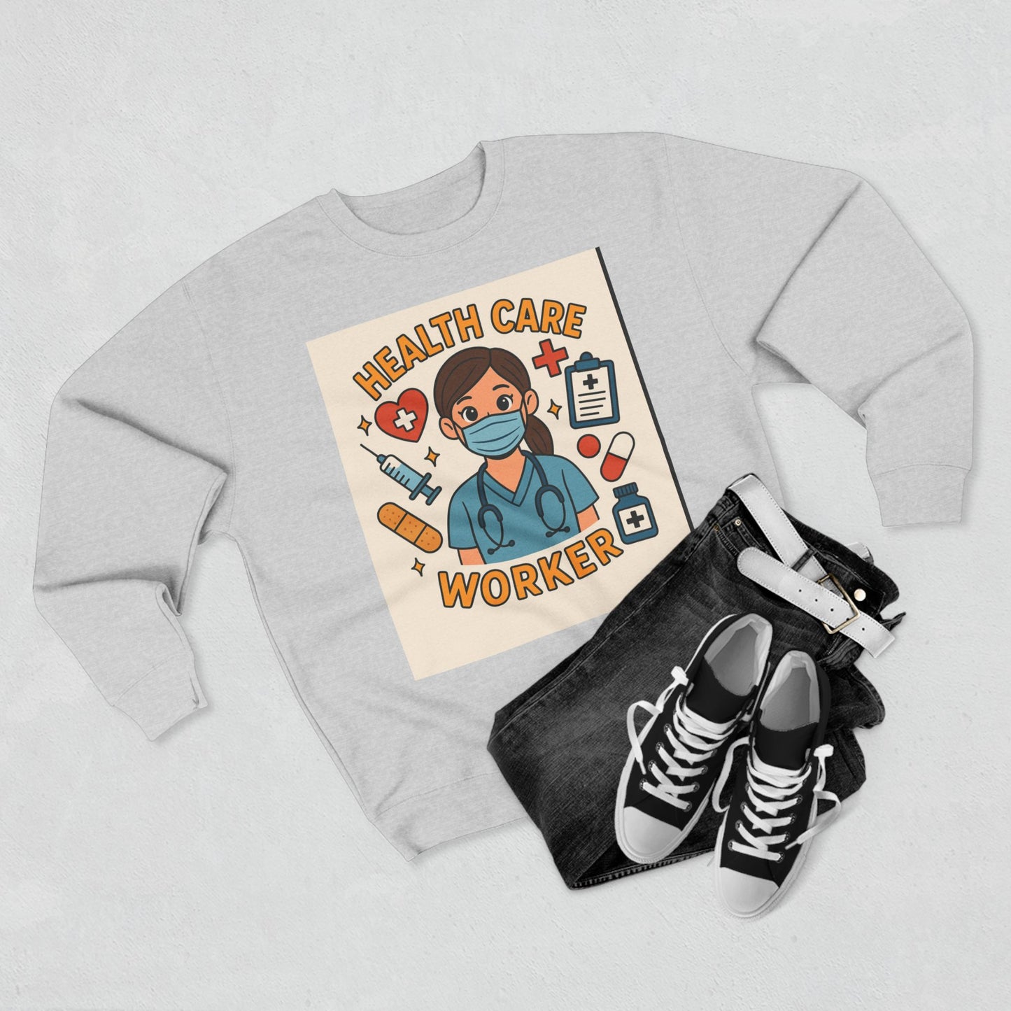 Health Care Worker Crewneck Sweatshirt, Unisex Gift for Medical Professionals, Nursing Appreciation, Healthcare Apparel, Casual Comfort Wear