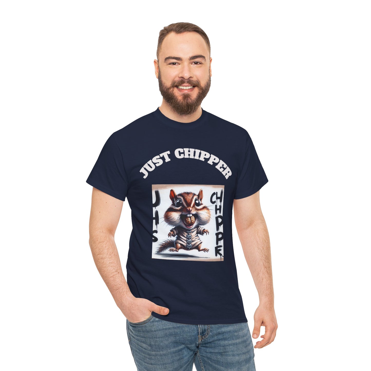 Straight Jacket Chipmunk 'Just Chipper' Funny Graphic Tee, Playful Unisex T-Shirt, Gift for Gamers, Humor Shirt, Casual Wear, Comedy Apparel