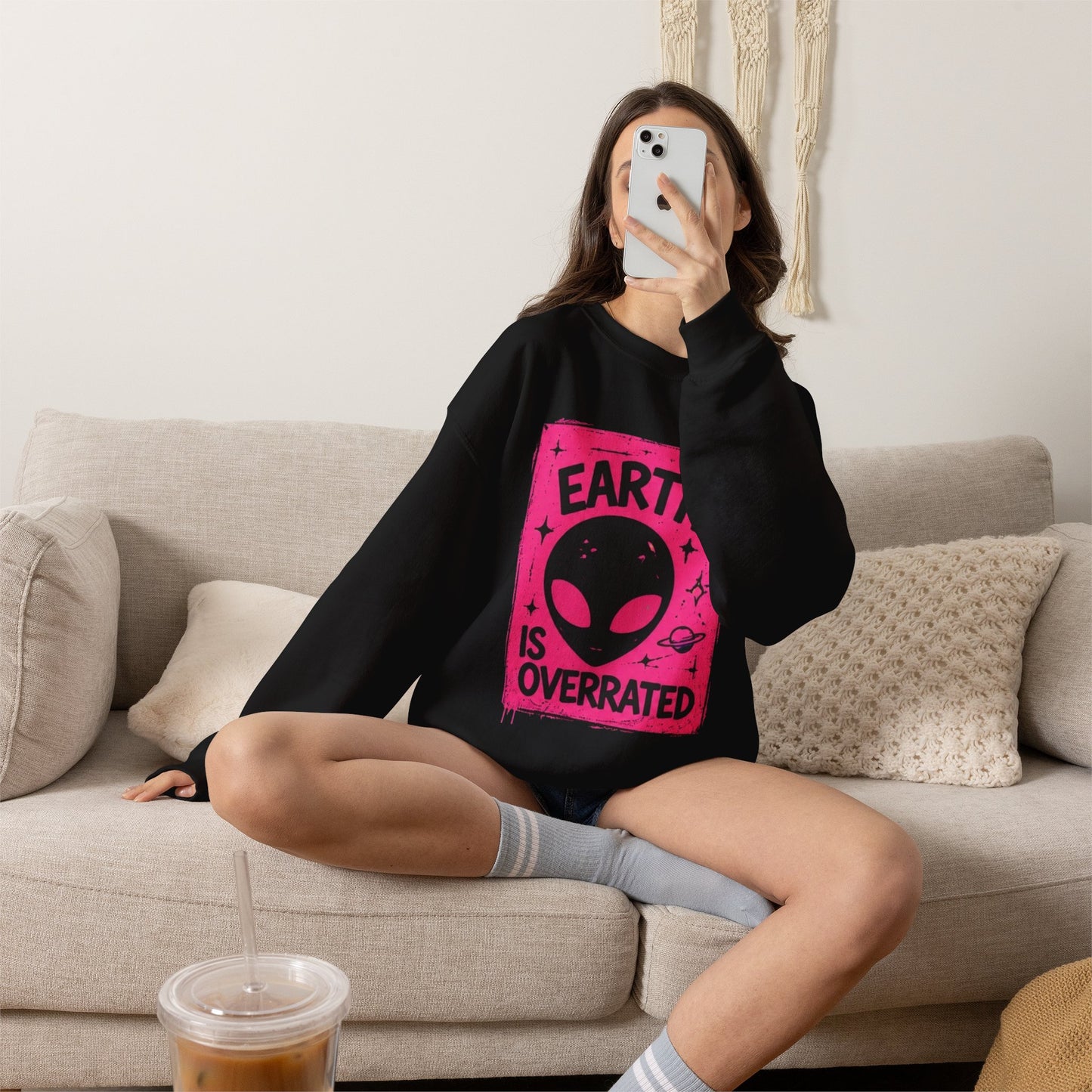 Earth is Overrated- -Alien 👽Collective Bella Badass- Unisex Heavy Blend™ Crewneck Sweatshirt