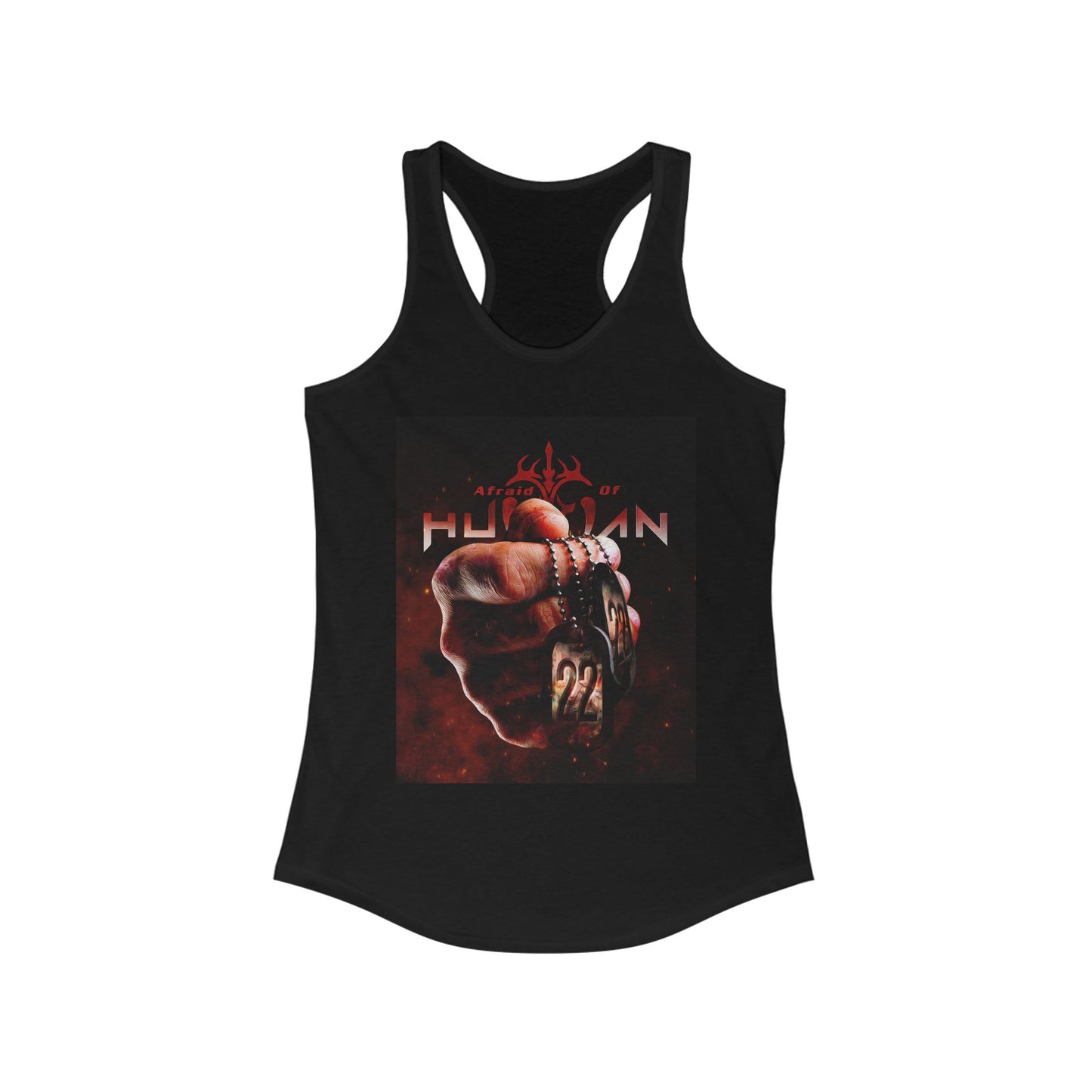 '22' Afraid of Human Racerback Tank Top, Casual Workout Tee, Graphic Fitness Shirt, Unique Gift for Her, Trendy Summer