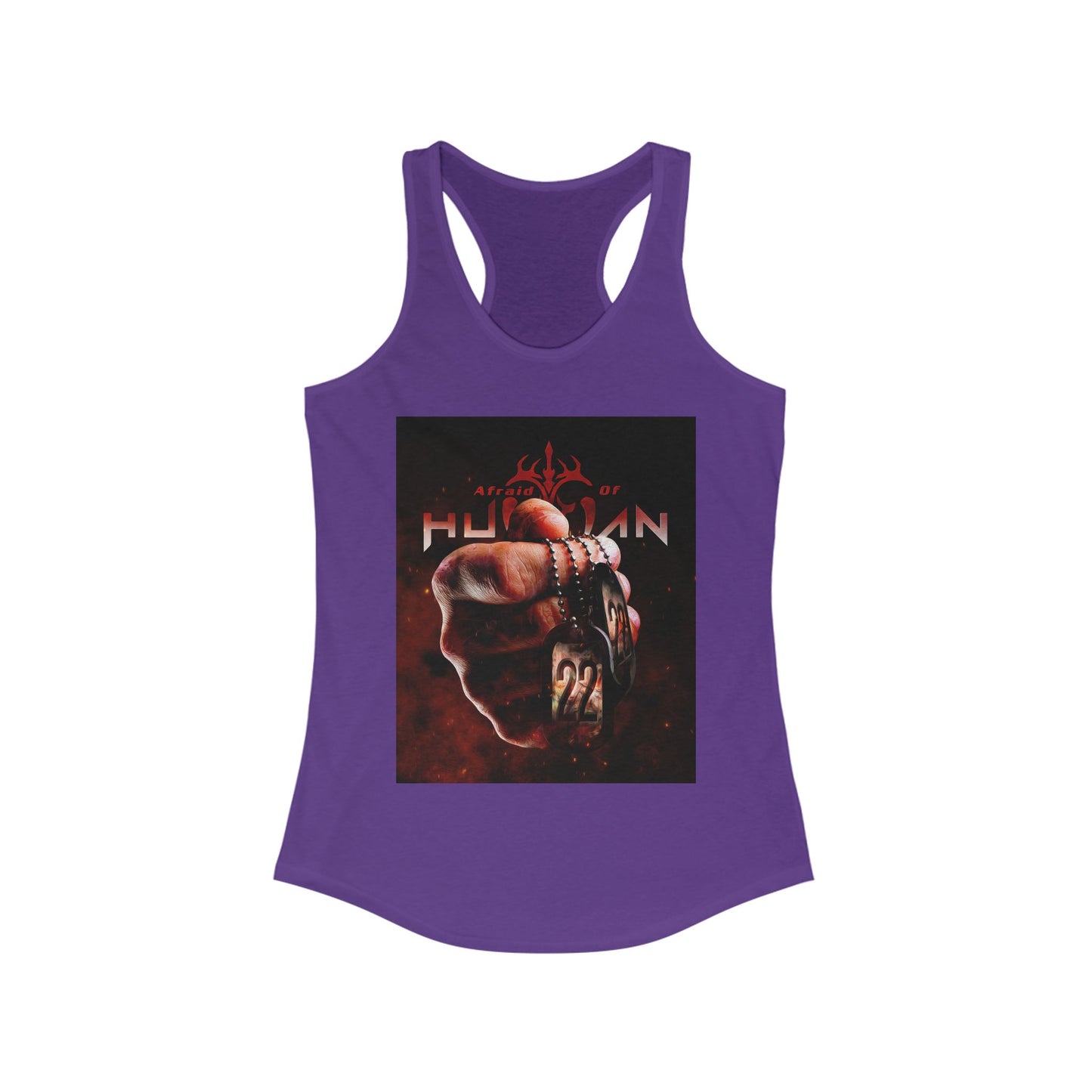 '22' Afraid of Human Racerback Tank Top, Casual Workout Tee, Graphic Fitness Shirt, Unique Gift for Her, Trendy Summer