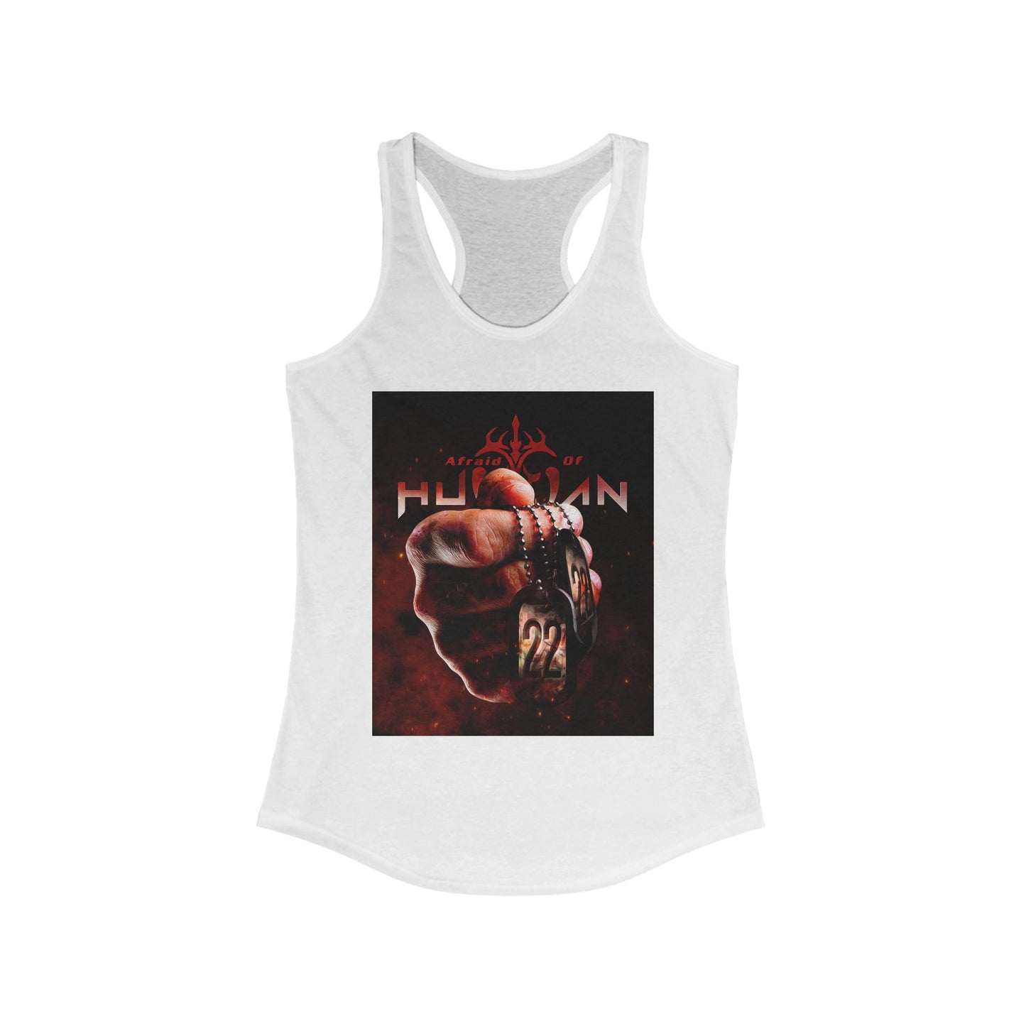 '22' Afraid of Human Racerback Tank Top, Casual Workout Tee, Graphic Fitness Shirt, Unique Gift for Her, Trendy Summer