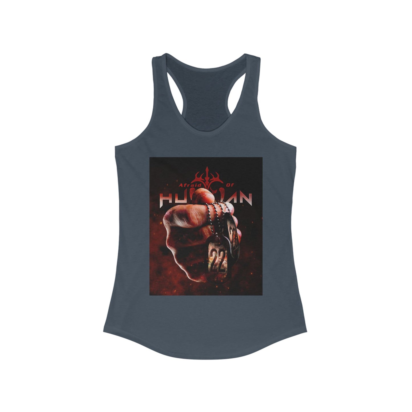 '22' Afraid of Human Racerback Tank Top, Casual Workout Tee, Graphic Fitness Shirt, Unique Gift for Her, Trendy Summer