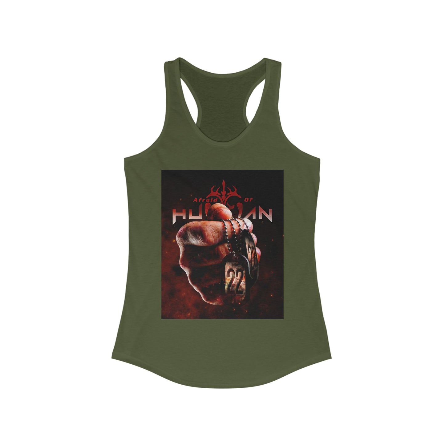 '22' Afraid of Human Racerback Tank Top, Casual Workout Tee, Graphic Fitness Shirt, Unique Gift for Her, Trendy Summer
