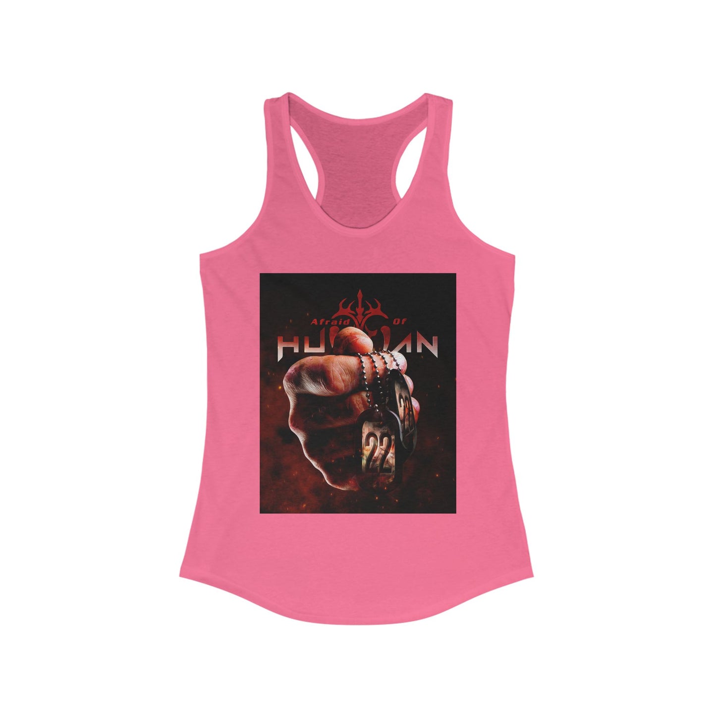 '22' Afraid of Human Racerback Tank Top, Casual Workout Tee, Graphic Fitness Shirt, Unique Gift for Her, Trendy Summer