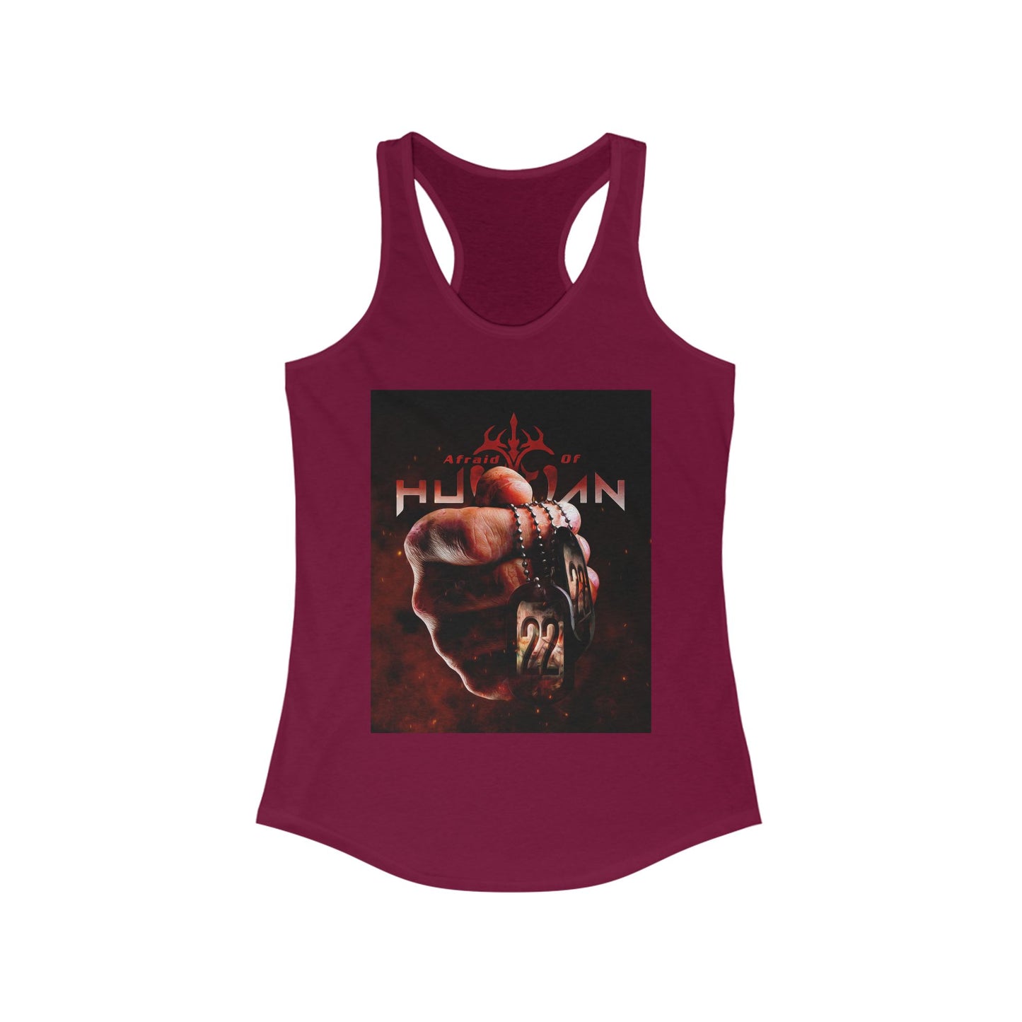 '22' Afraid of Human Racerback Tank Top, Casual Workout Tee, Graphic Fitness Shirt, Unique Gift for Her, Trendy Summer