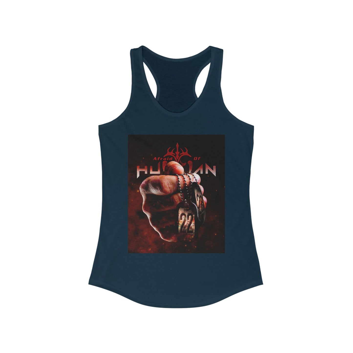 '22' Afraid of Human Racerback Tank Top, Casual Workout Tee, Graphic Fitness Shirt, Unique Gift for Her, Trendy Summer