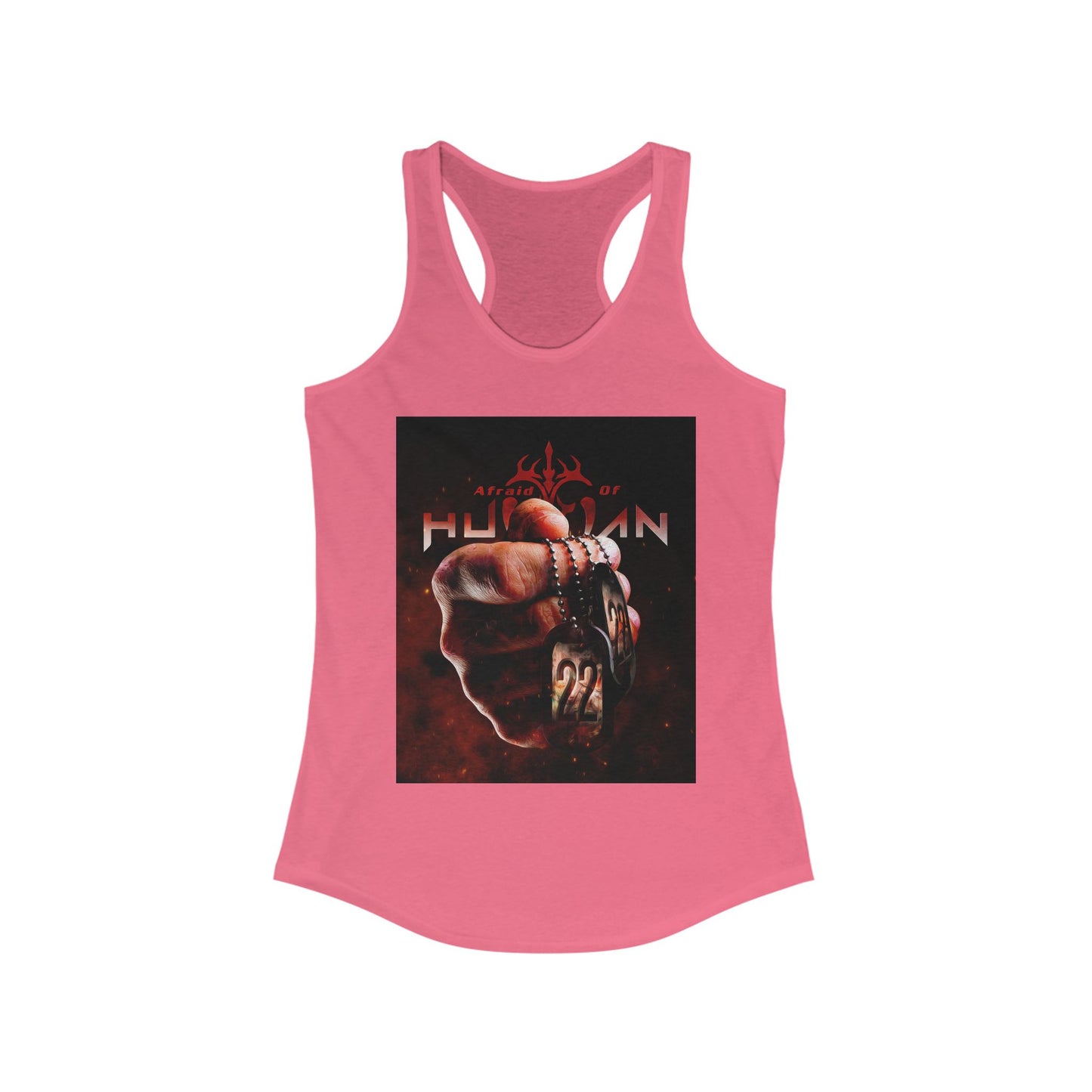 '22' Afraid of Human Racerback Tank Top, Casual Workout Tee, Graphic Fitness Shirt, Unique Gift for Her, Trendy Summer
