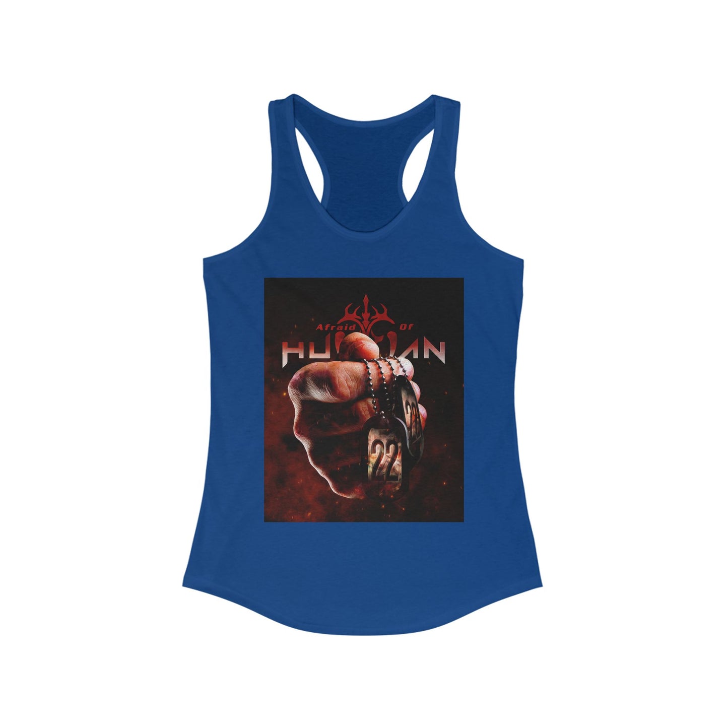 '22' Afraid of Human Racerback Tank Top, Casual Workout Tee, Graphic Fitness Shirt, Unique Gift for Her, Trendy Summer