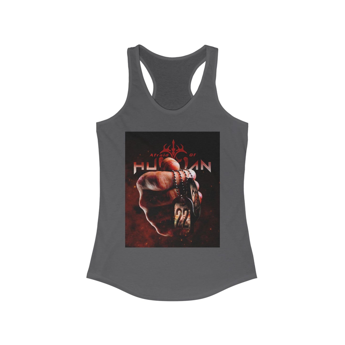 '22' Afraid of Human Racerback Tank Top, Casual Workout Tee, Graphic Fitness Shirt, Unique Gift for Her, Trendy Summer