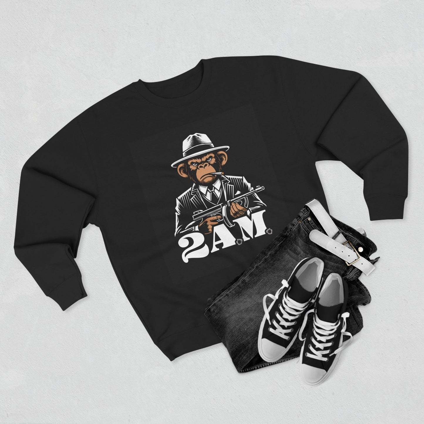 Stylish 2 A.M. Unisex Crewneck Sweatshirt | Casual Streetwear, Cozy Gift, Urban Fashion, Unique Graphic Sweatshirt, Perfect for All Occasions