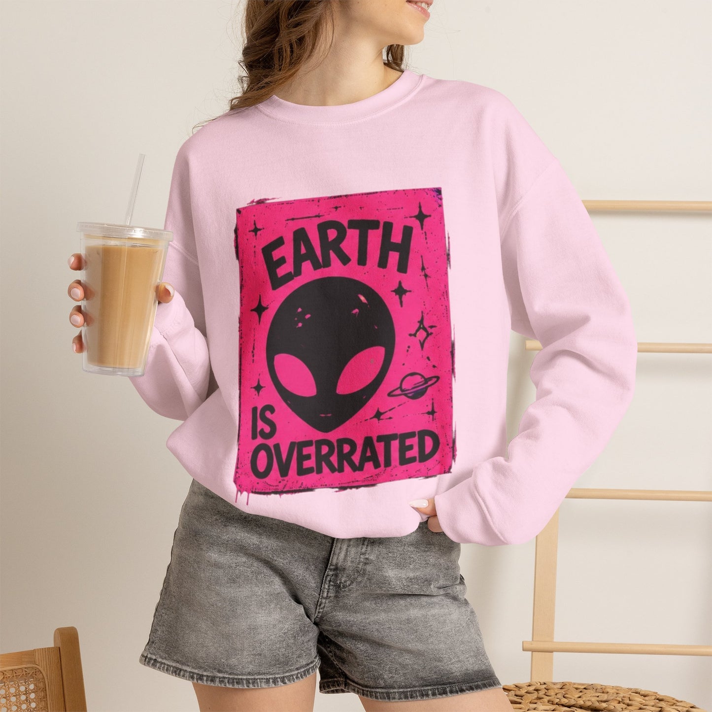Earth is Overrated- -Alien 👽Collective Bella Badass- Unisex Heavy Blend™ Crewneck Sweatshirt