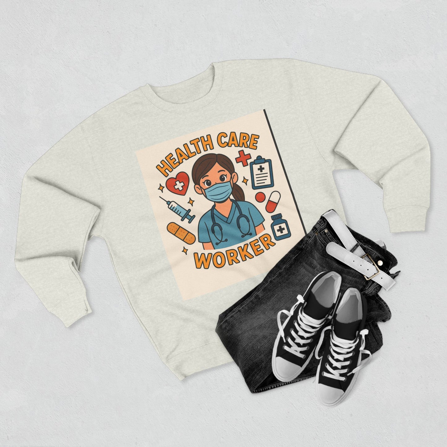 Health Care Worker Crewneck Sweatshirt, Unisex Gift for Medical Professionals, Nursing Appreciation, Healthcare Apparel, Casual Comfort Wear