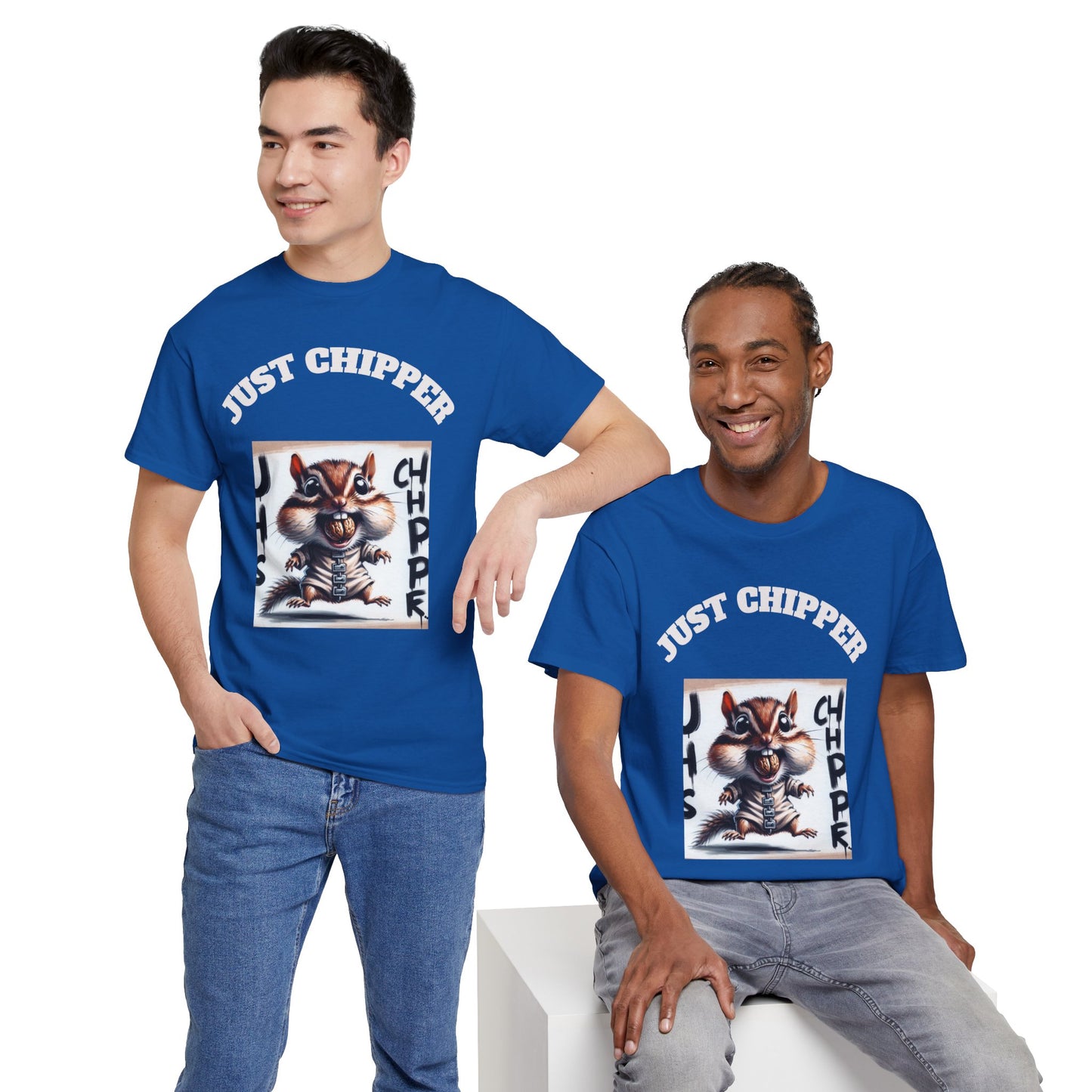 Straight Jacket Chipmunk 'Just Chipper' Funny Graphic Tee, Playful Unisex T-Shirt, Gift for Gamers, Humor Shirt, Casual Wear, Comedy Apparel