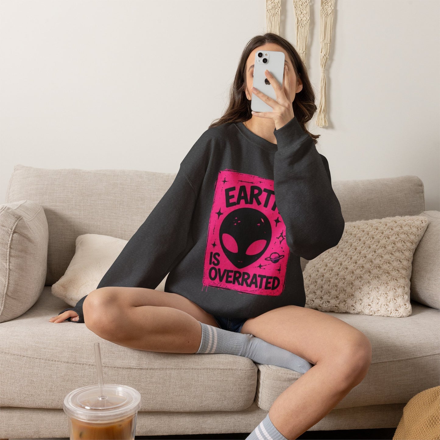 Earth is Overrated- -Alien 👽Collective Bella Badass- Unisex Heavy Blend™ Crewneck Sweatshirt