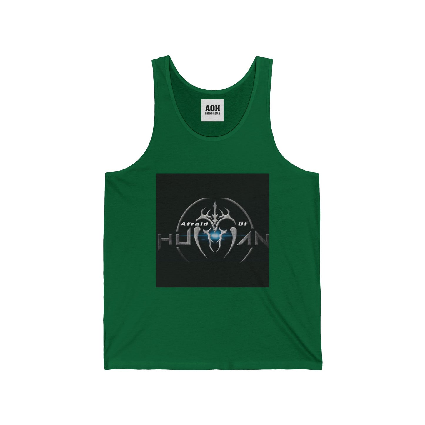 Afraid of Human Unisex Jersey Tank with Unique Graphic Design, Cool Summer Apparel, Music Concert Shirt, Gift for Him, Casual Wear, Festival Outfit