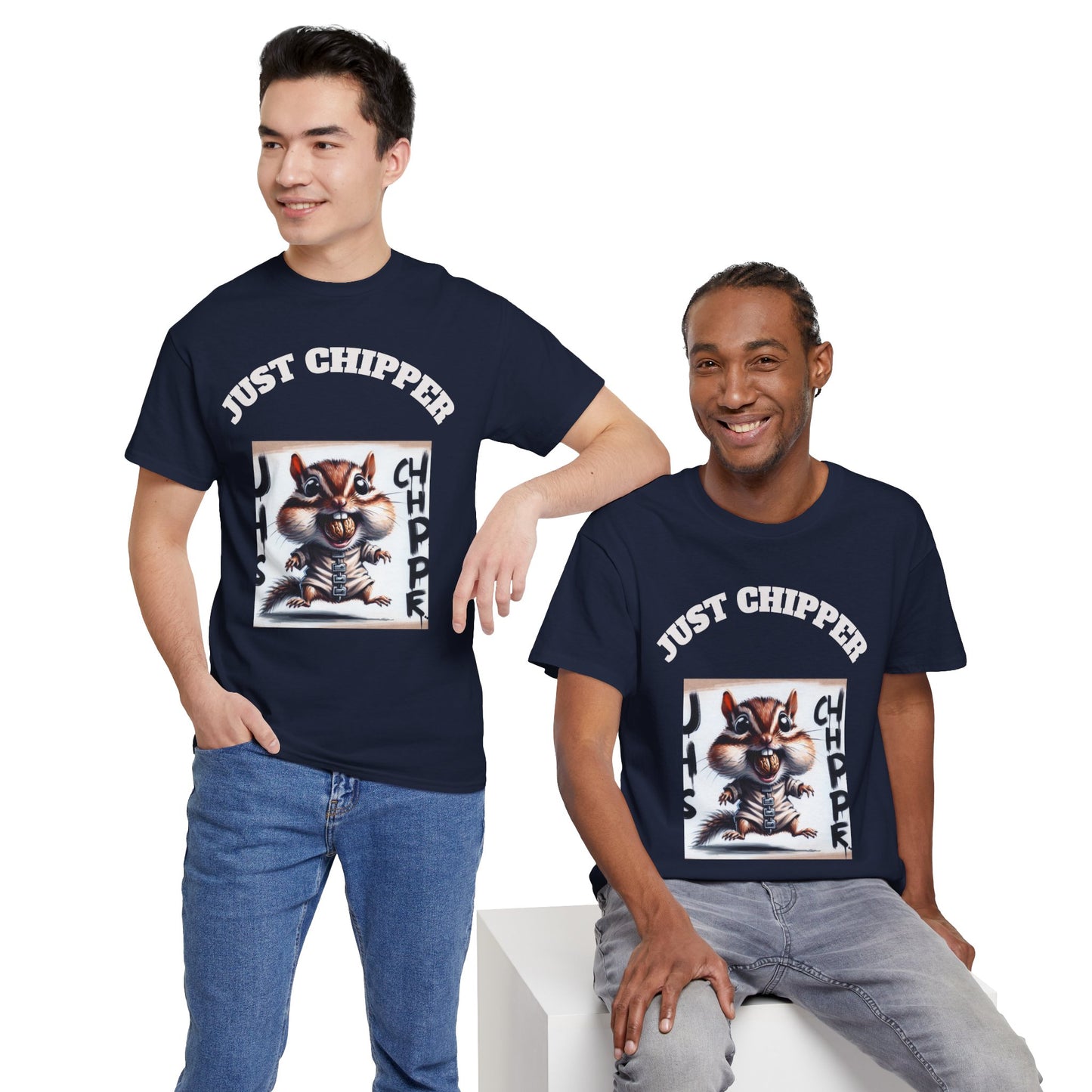 Straight Jacket Chipmunk 'Just Chipper' Funny Graphic Tee, Playful Unisex T-Shirt, Gift for Gamers, Humor Shirt, Casual Wear, Comedy Apparel