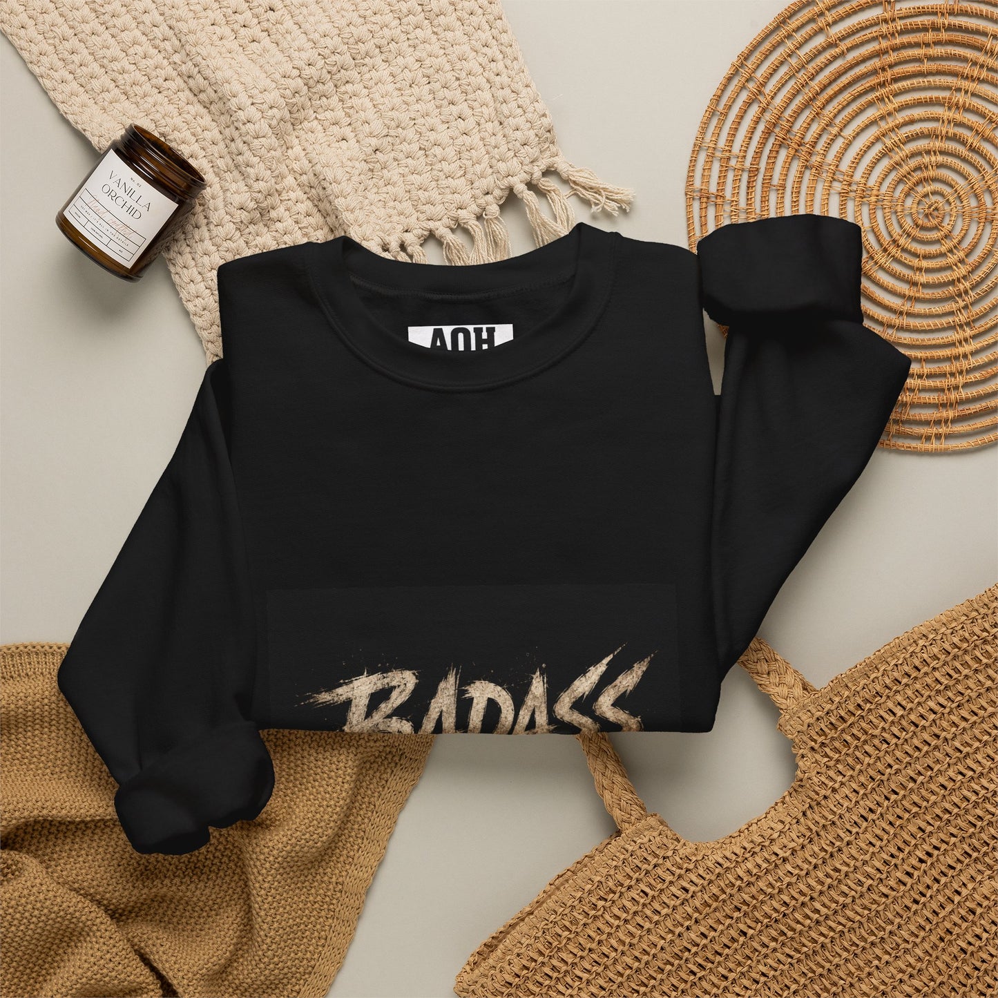 Badass Graphic Sweatshirt — Bold Brushstroke Logo Crewneck