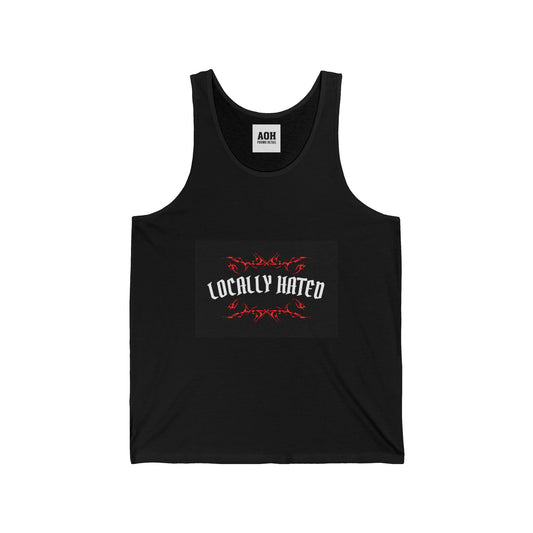 Locally Hated Unisex Jersey Tank | Comfortable Summer Top, Casual Wear, Gift for Friends, Festivals, Unique Graphic Tee