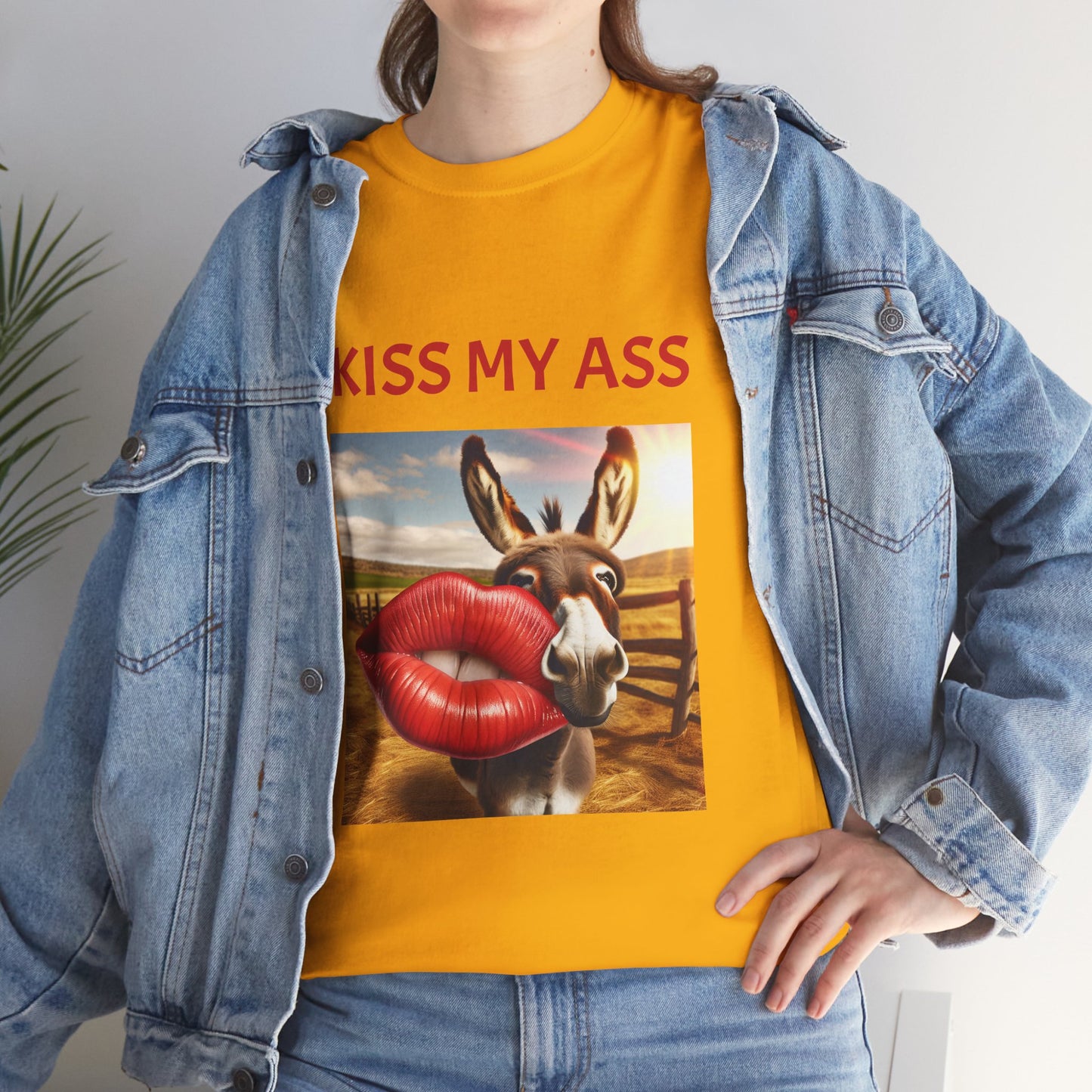 'Kiss My Ass' Unisex Cotton T-Shirt, Humorous Gift, Casual Wear, Party Top, Unique Design, Funny