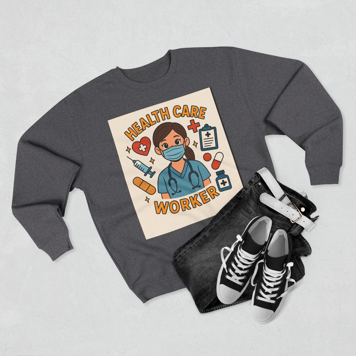 Health Care Worker Crewneck Sweatshirt, Unisex Gift for Medical Professionals, Nursing Appreciation, Healthcare Apparel, Casual Comfort Wear
