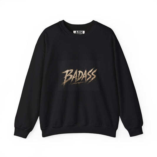 Badass Graphic Sweatshirt — Bold Brushstroke Logo Crewneck