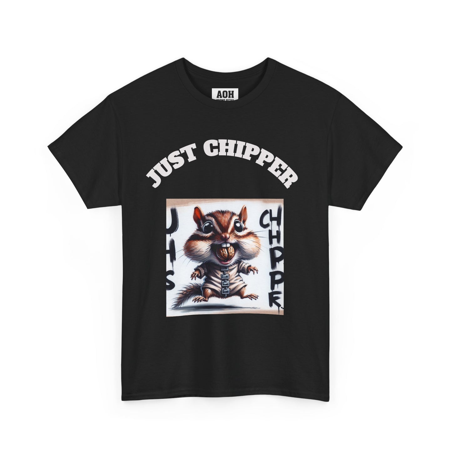 Straight Jacket Chipmunk 'Just Chipper' Funny Graphic Tee, Playful Unisex T-Shirt, Gift for Gamers, Humor Shirt, Casual Wear, Comedy Apparel