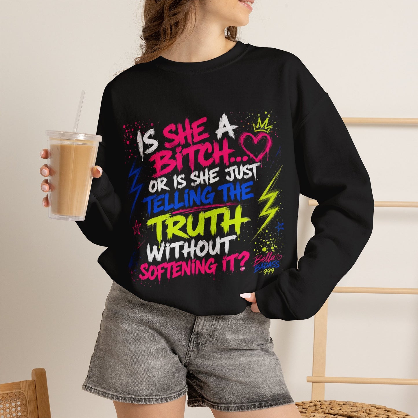 ‘Is She a B*tch?’ Unisex Heavy Blend™ Crewneck Sweatshirt