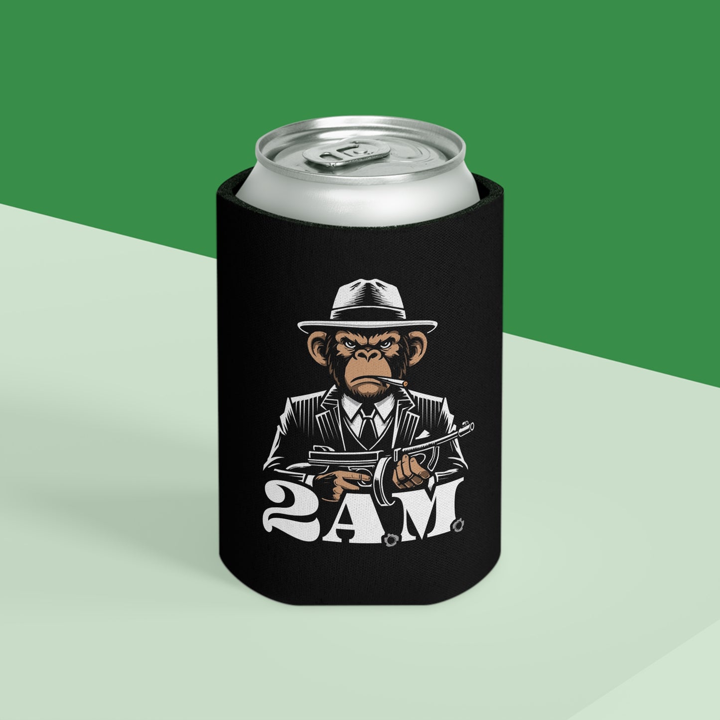 2 A.M. Gangster Monkey Can Cooler, Funny Drink Holder, Party Accessory, BBQ Cooler, Unique Gift Idea, Koozie for Celebrations