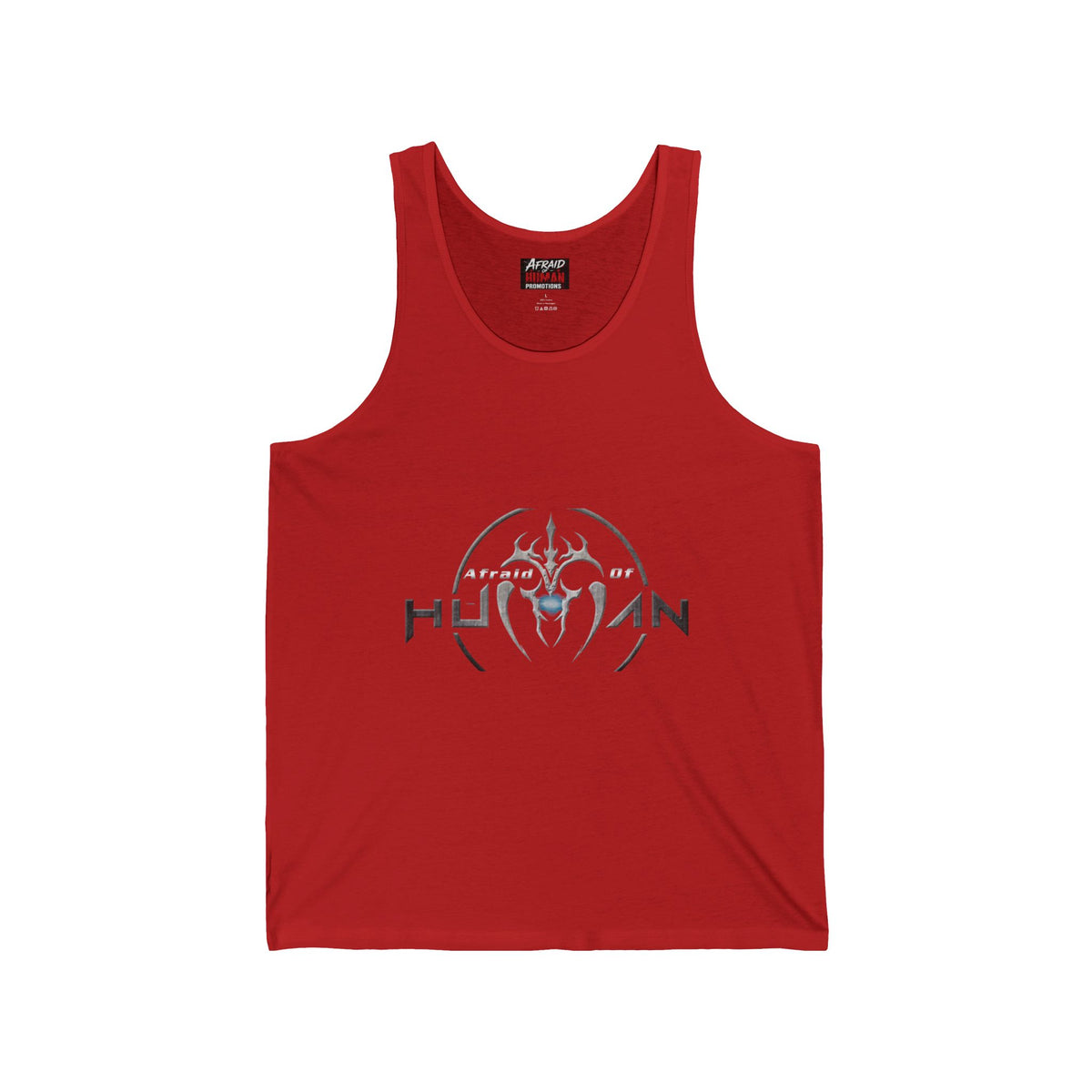 Afraid of Human Unisex Jersey Tank with Unique Graphic Design, Cool Summer Apparel, Music Concert Shirt, Gift for Him, Casual Wear, Festival Outfit