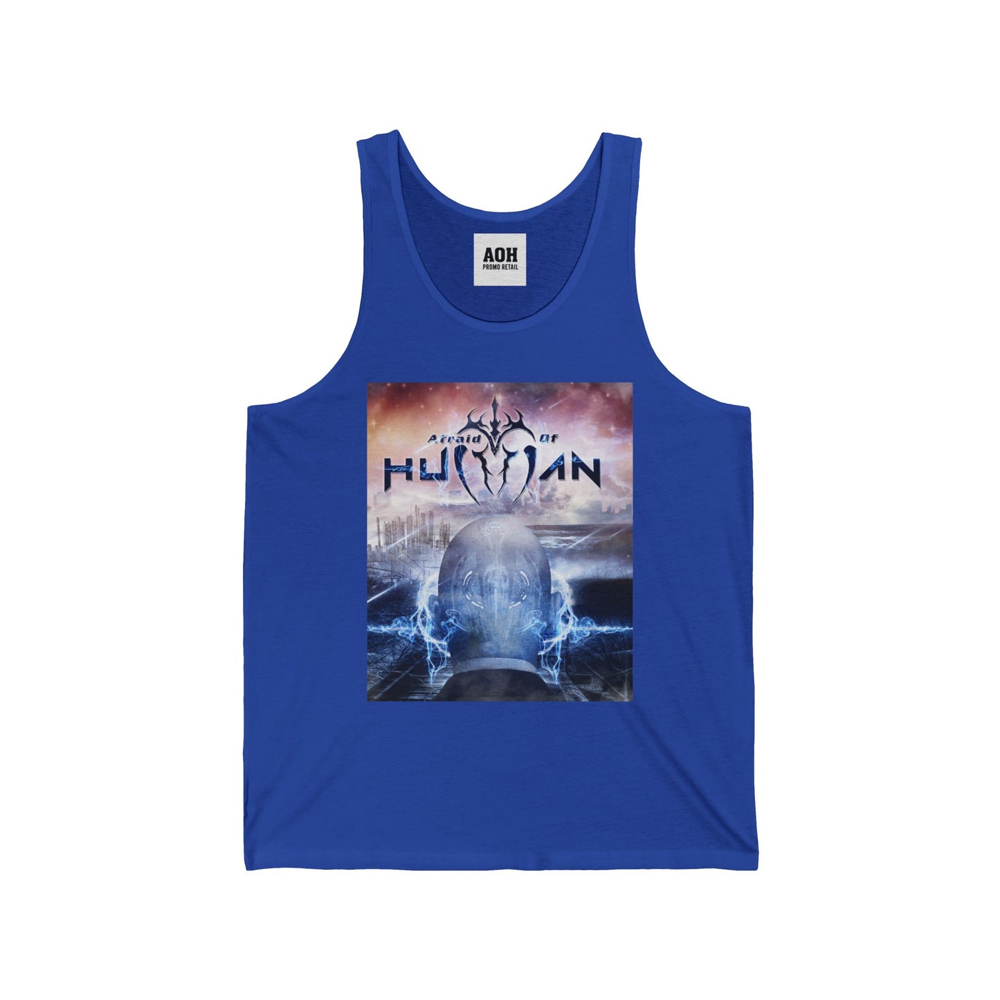 Afraid of Human Cosmic Human Unisex Jersey Tank - Graphic Tee, Summer Wear, Festival Outfit, Graphic Tank Top, Unique Gift