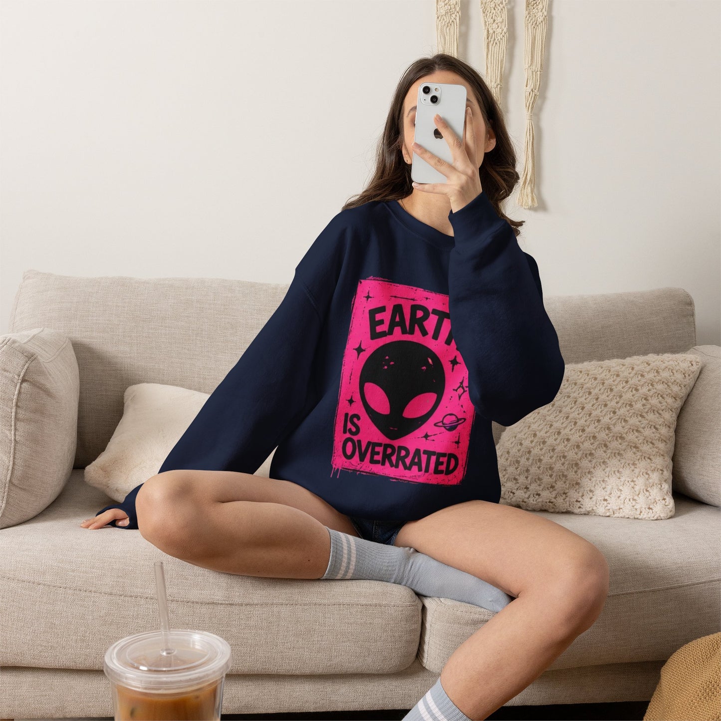 Earth is Overrated- -Alien 👽Collective Bella Badass- Unisex Heavy Blend™ Crewneck Sweatshirt
