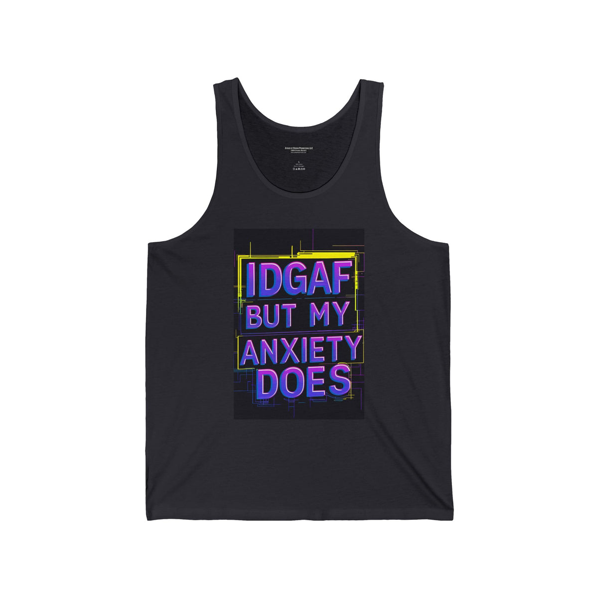 Unisex Jersey Tank Top, IDGAF Anxiety Shirt, Relaxed Fit Muscle Tee, Casual Summer Wear, Gift for Friends