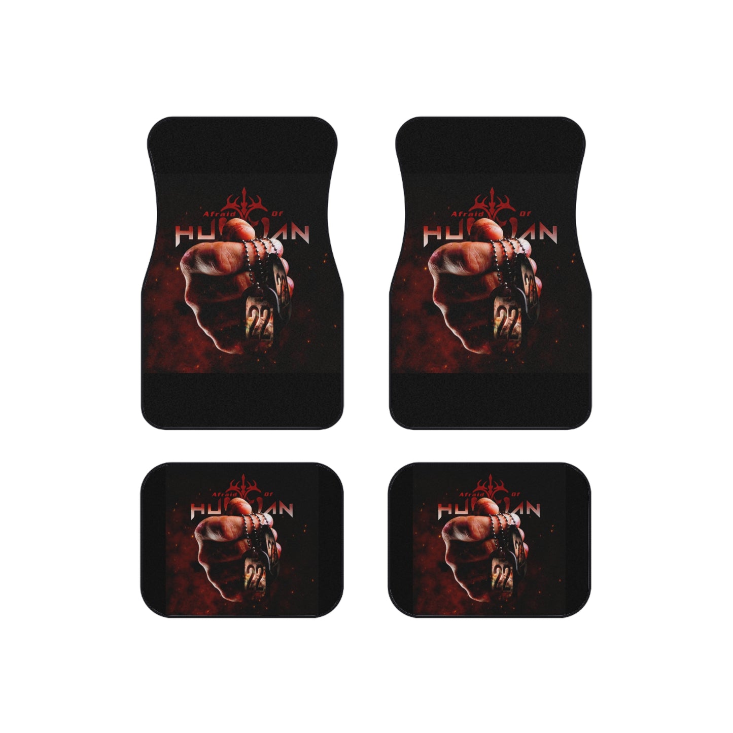 Afraid of Human Automotive Car Mats Set, Stylish Car Accessories, Custom Vehicle Floor Mats, Art-Inspired Car Interiors, Unique Gift for Car Lovers
