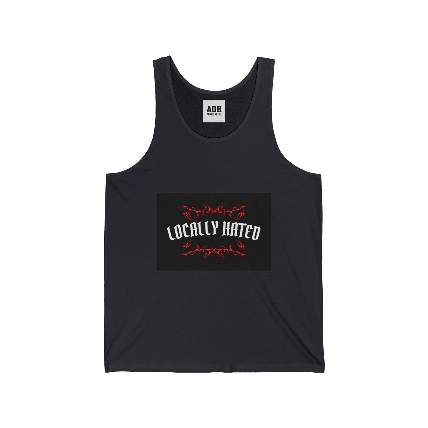 Locally Hated Unisex Jersey Tank | Comfortable Summer Top, Casual Wear, Gift for Friends, Festivals, Unique Graphic Tee