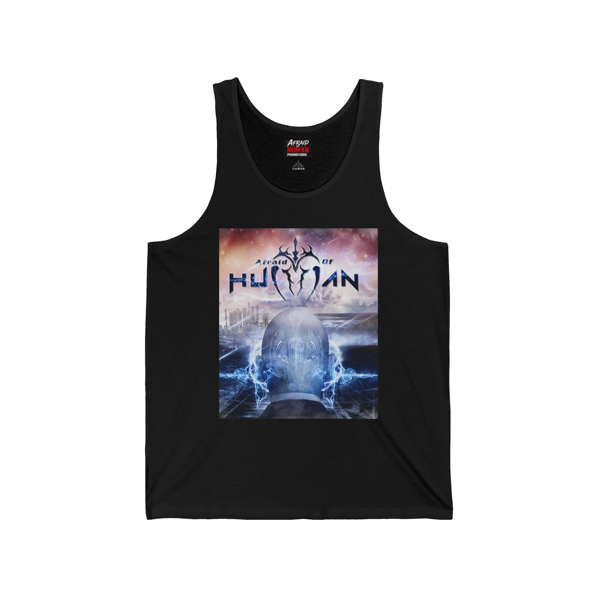 Afraid of Human Cosmic Human Unisex Jersey Tank - Graphic Tee, Summer Wear, Festival Outfit, Graphic Tank Top, Unique Gift