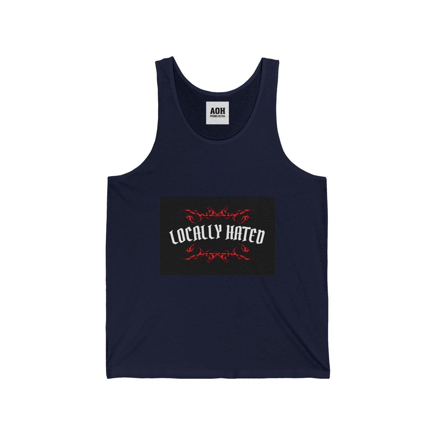 Locally Hated Unisex Jersey Tank | Comfortable Summer Top, Casual Wear, Gift for Friends, Festivals, Unique Graphic Tee