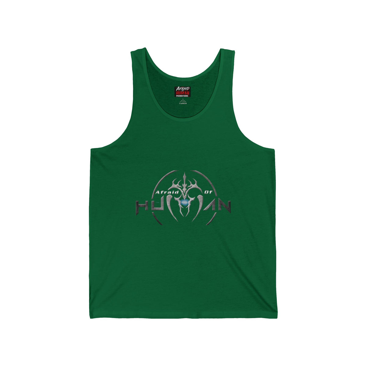 Afraid of Human Unisex Jersey Tank with Unique Graphic Design, Cool Summer Apparel, Music Concert Shirt, Gift for Him, Casual Wear, Festival Outfit