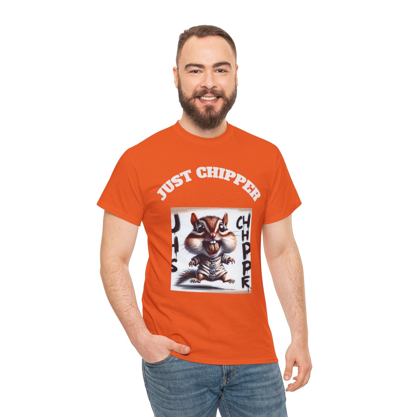 Straight Jacket Chipmunk 'Just Chipper' Funny Graphic Tee, Playful Unisex T-Shirt, Gift for Gamers, Humor Shirt, Casual Wear, Comedy Apparel