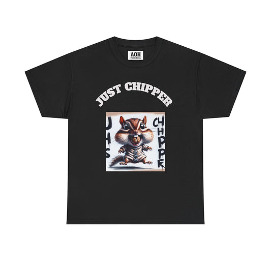 Straight Jacket Chipmunk 'Just Chipper' Funny Graphic Tee, Playful Unisex T-Shirt, Gift for Gamers, Humor Shirt, Casual Wear, Comedy Apparel