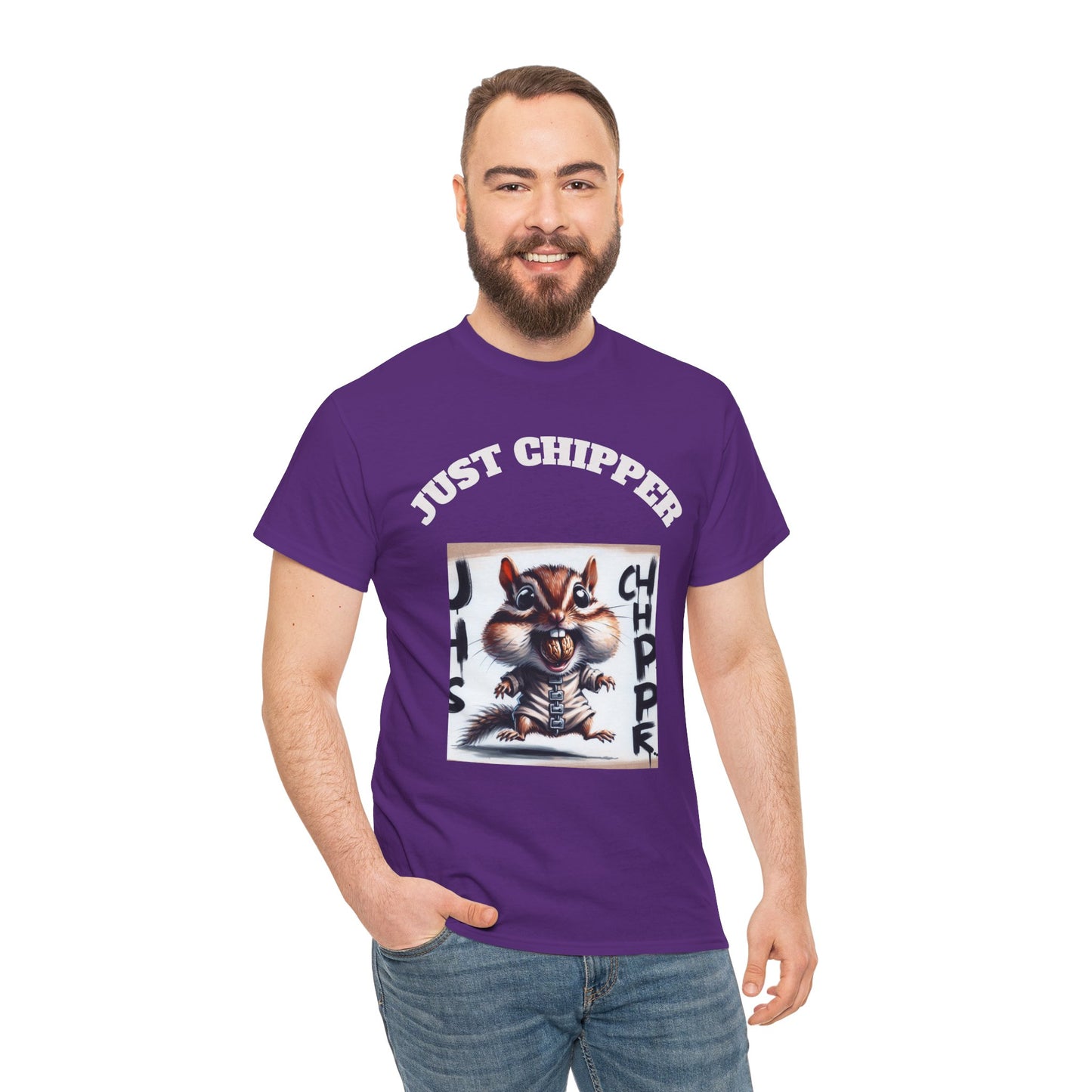 Straight Jacket Chipmunk 'Just Chipper' Funny Graphic Tee, Playful Unisex T-Shirt, Gift for Gamers, Humor Shirt, Casual Wear, Comedy Apparel