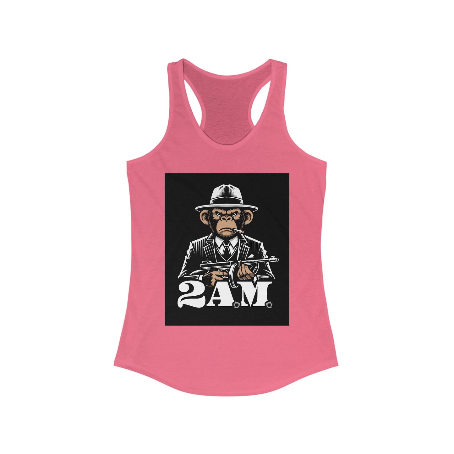 Vintage 2AM Cartoon Gangster Women’s Racerback Tank Top, Casual Workout Tee, Graphic Fitness Shirt, Unique Gift for Her, Trendy Summer